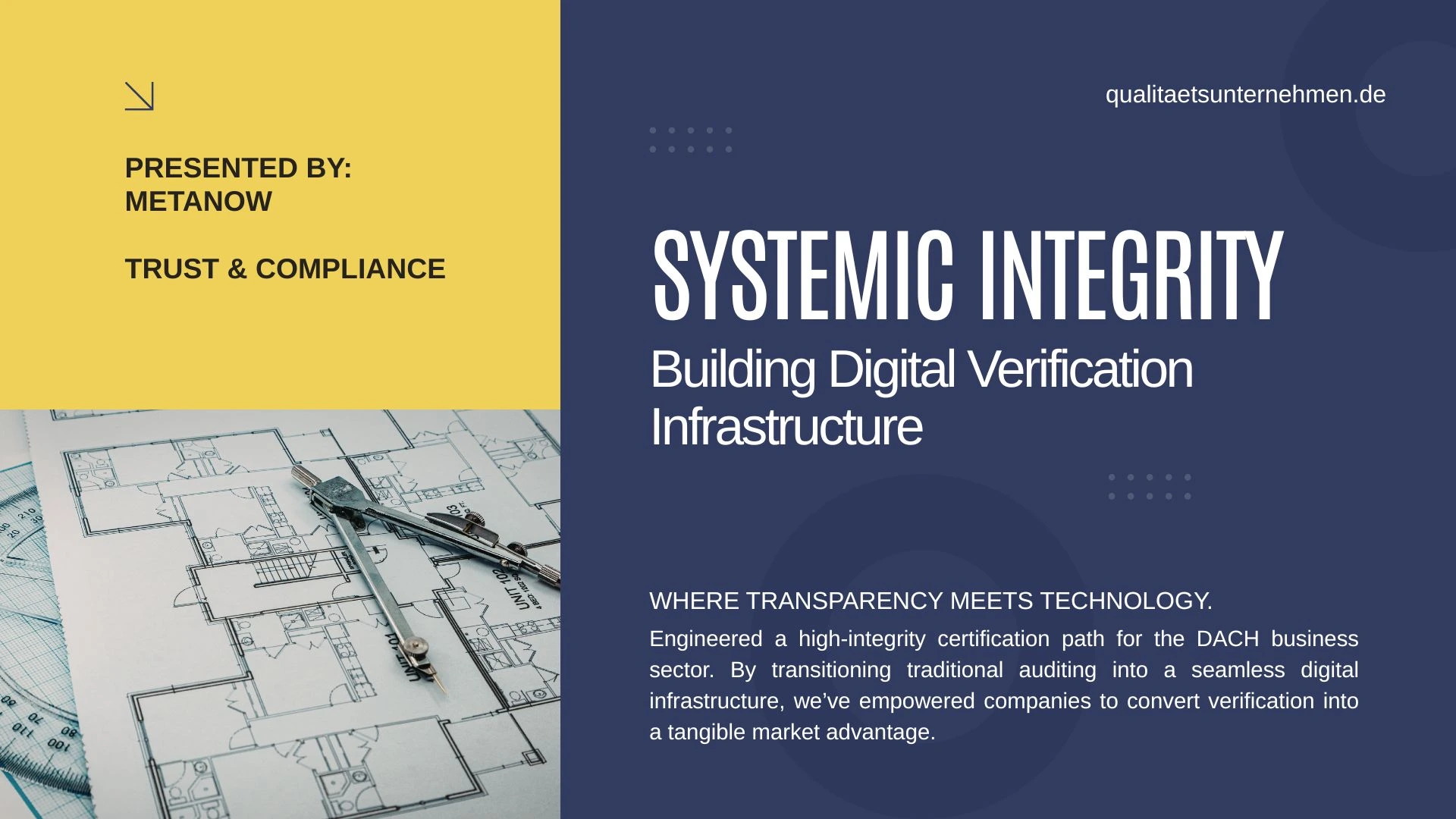 Trust Infrastructure & Digital Certification Platform: Qualitätsunternehmen.de – Metanow portfolio