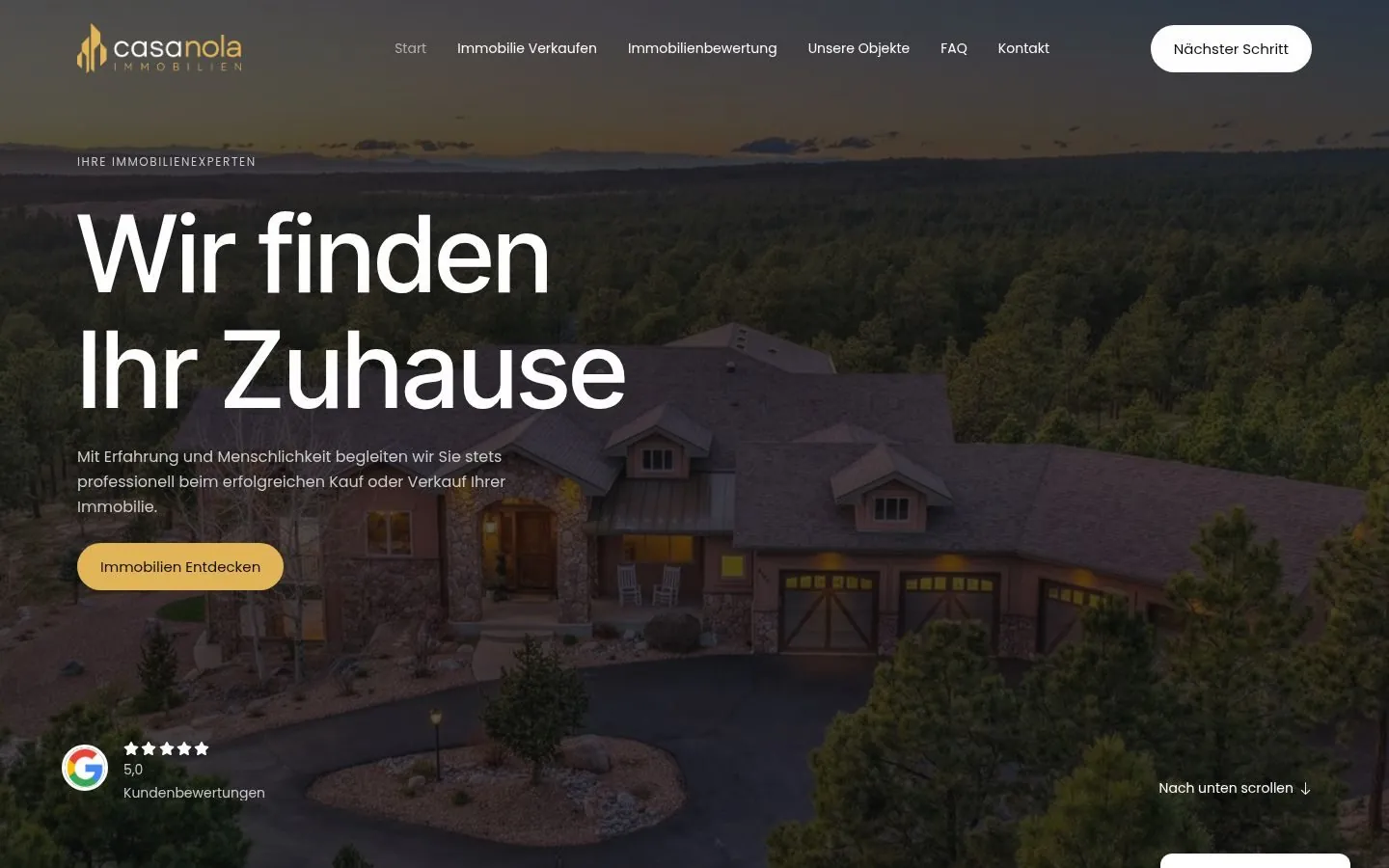 Casanola Immobilien – Real estate website with valuation funnel - project by Metanow
