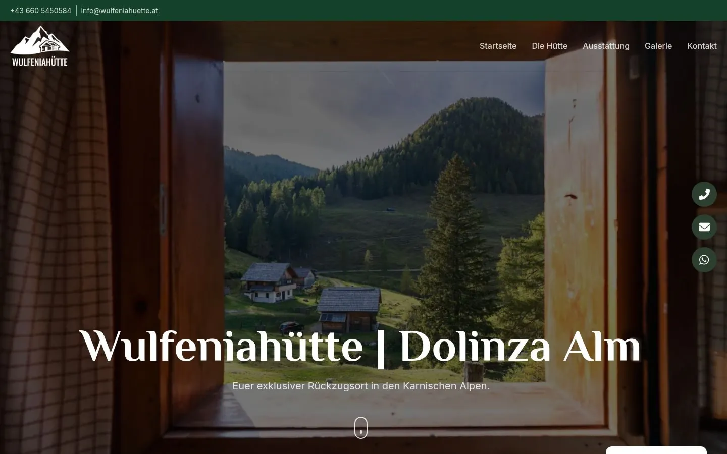 Wulfeniahütte – Landing Page by Metanow