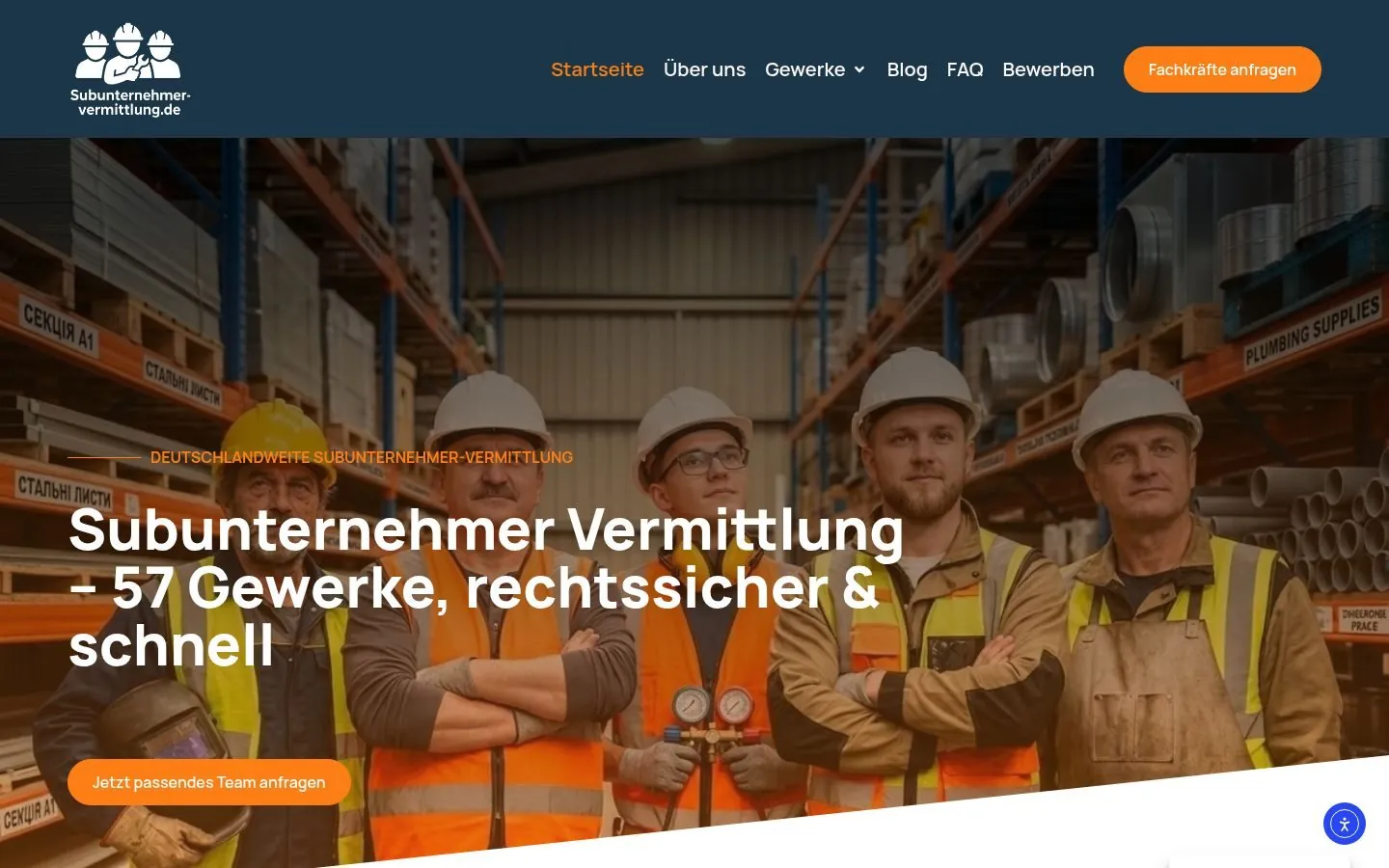 Subunternehmer Vermittlung – Platform by Metanow