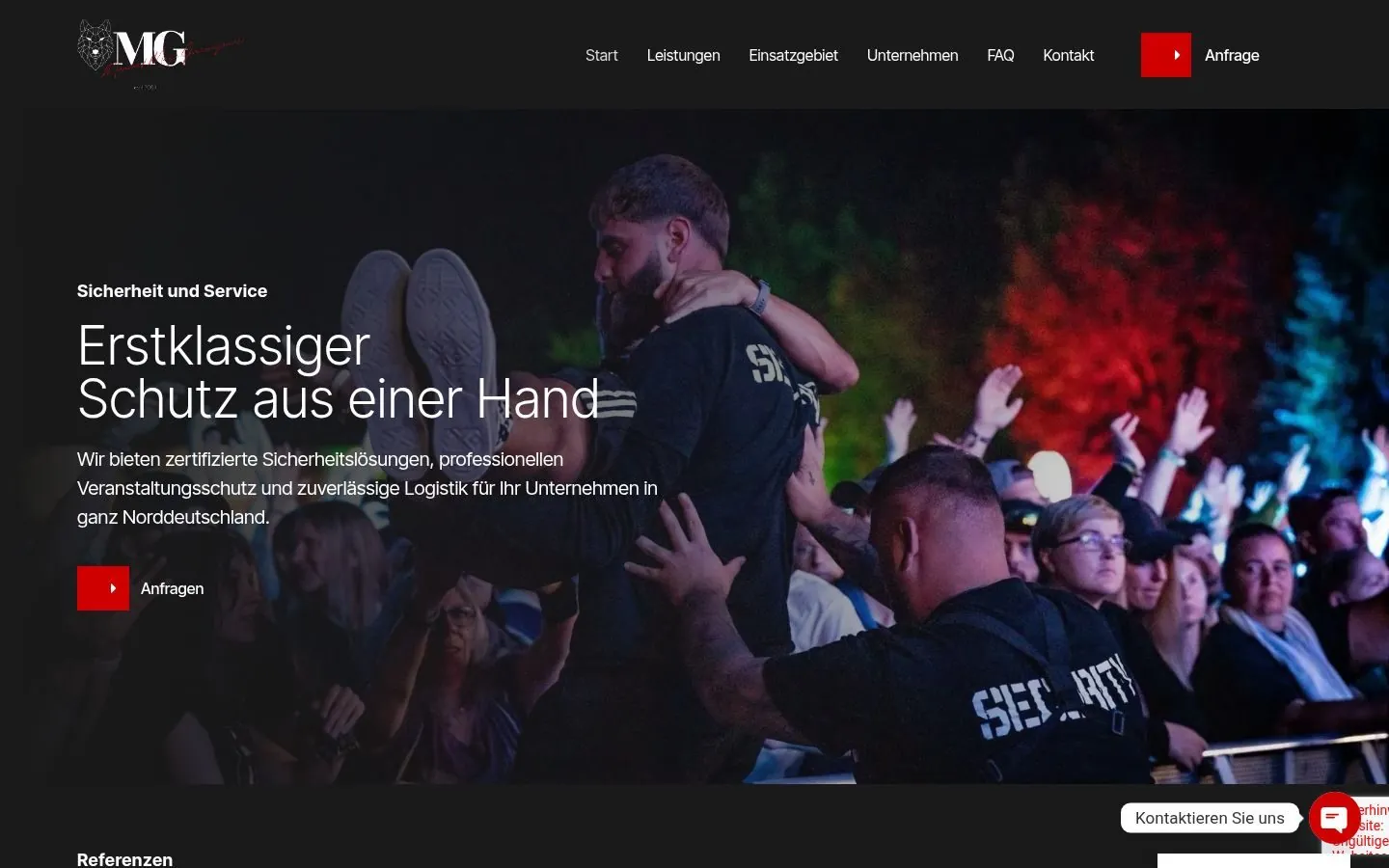 MG Sicherheitsdienst – Web Design by Metanow