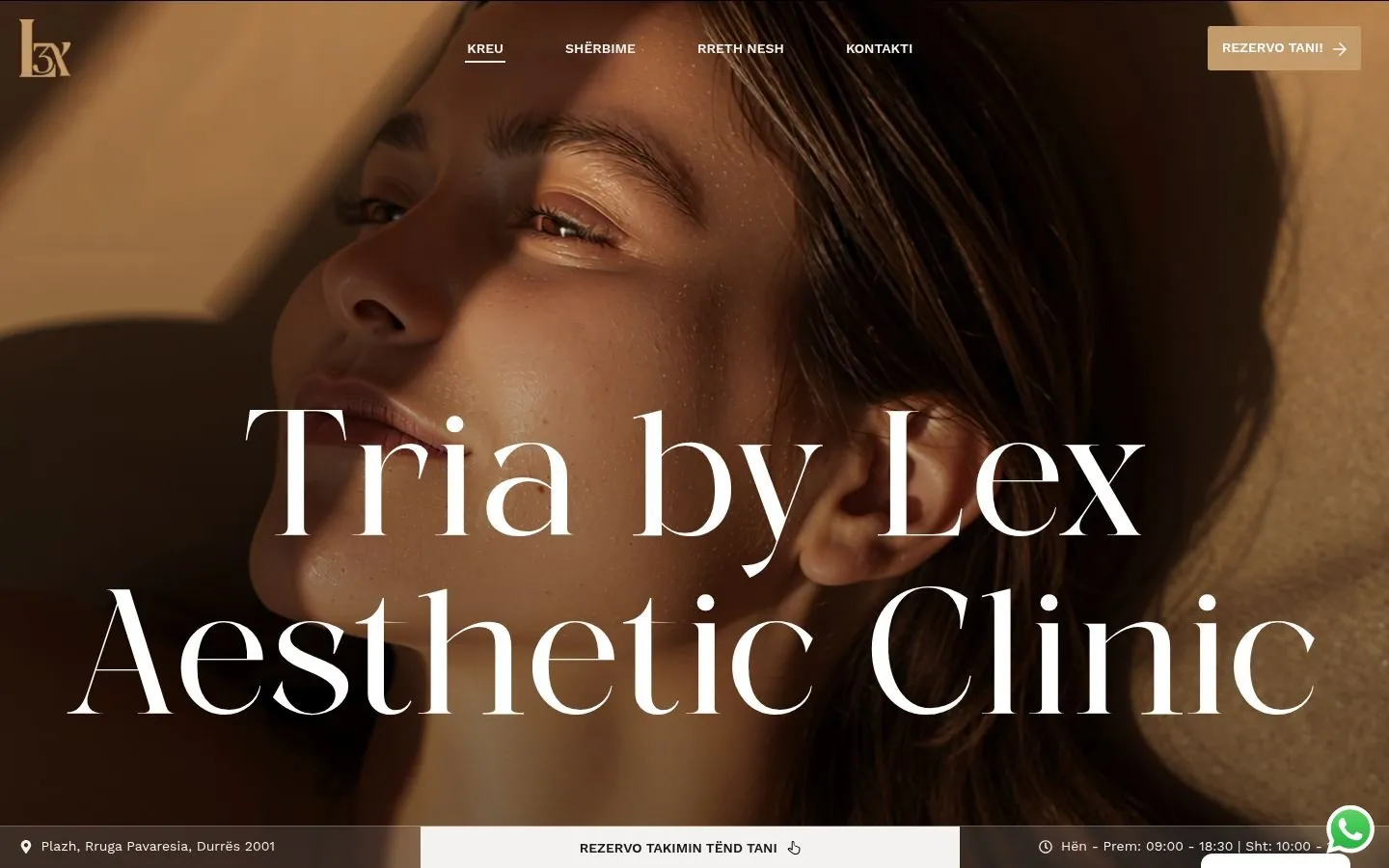 Tria by Lex – Showcase website & booking setup for an aesthetic and hair clinic