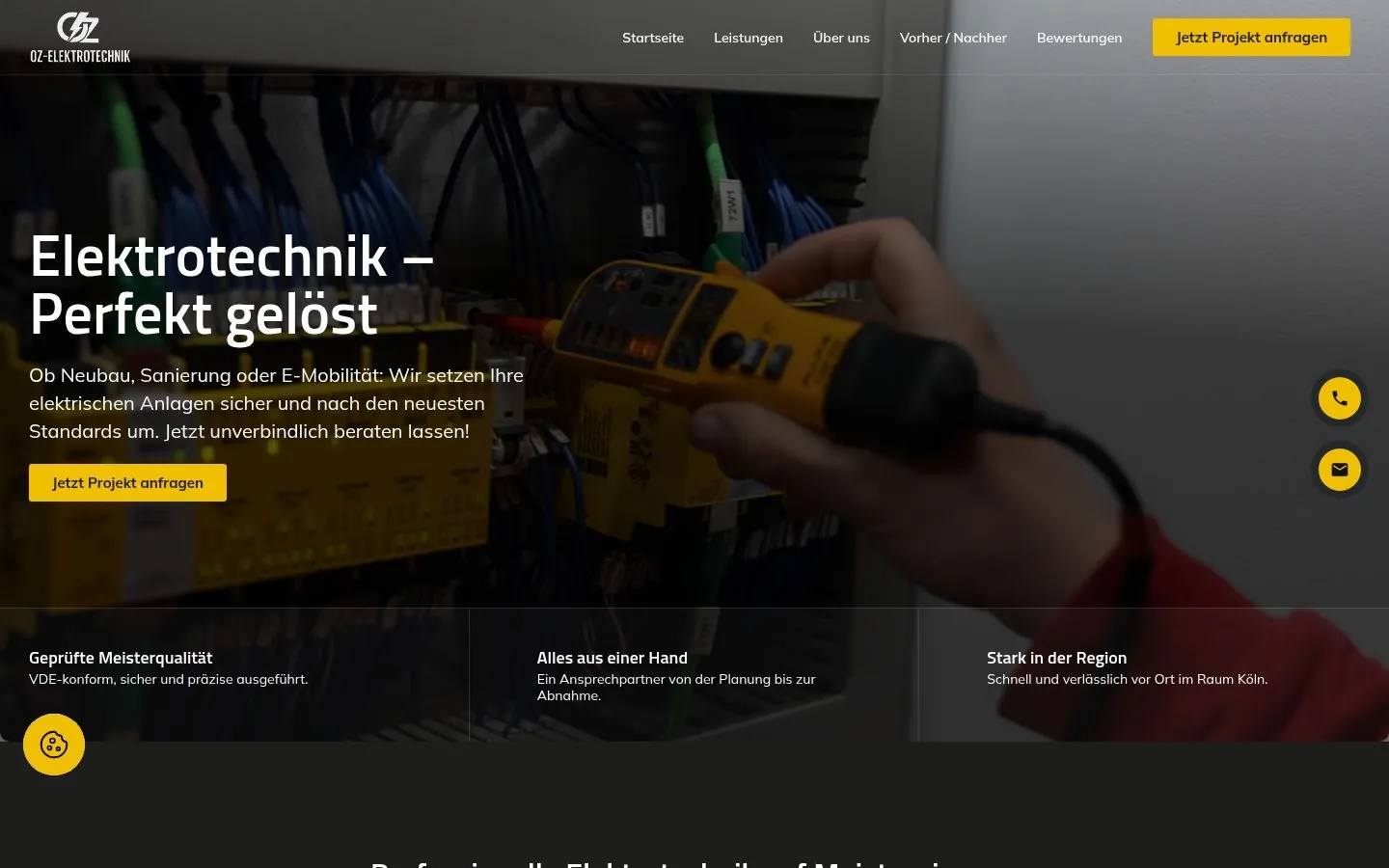 OZ Elektrotechnik – One-page website for a local electrician