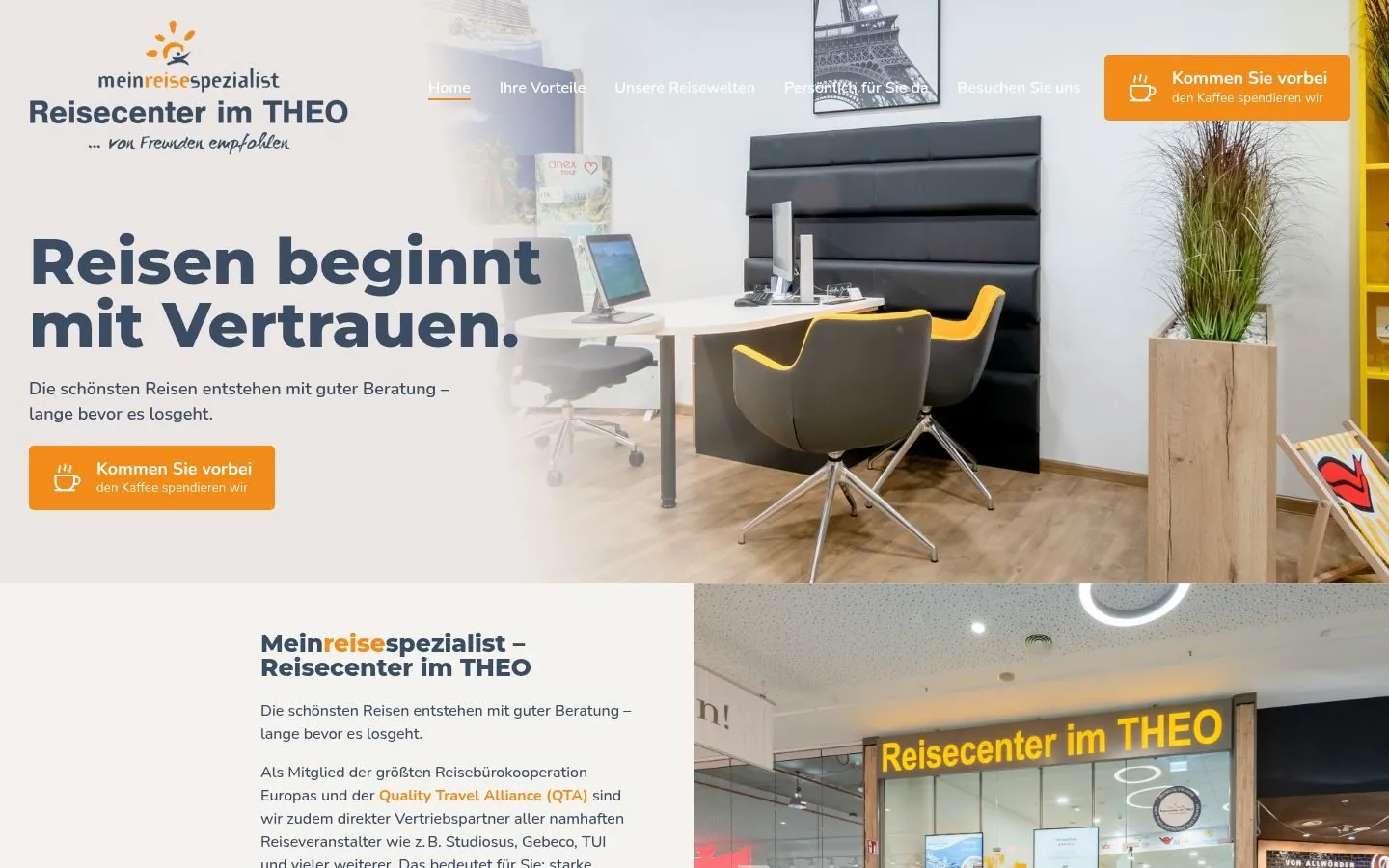 Reisecenter im THEO – One-page website for a travel agency in Husum