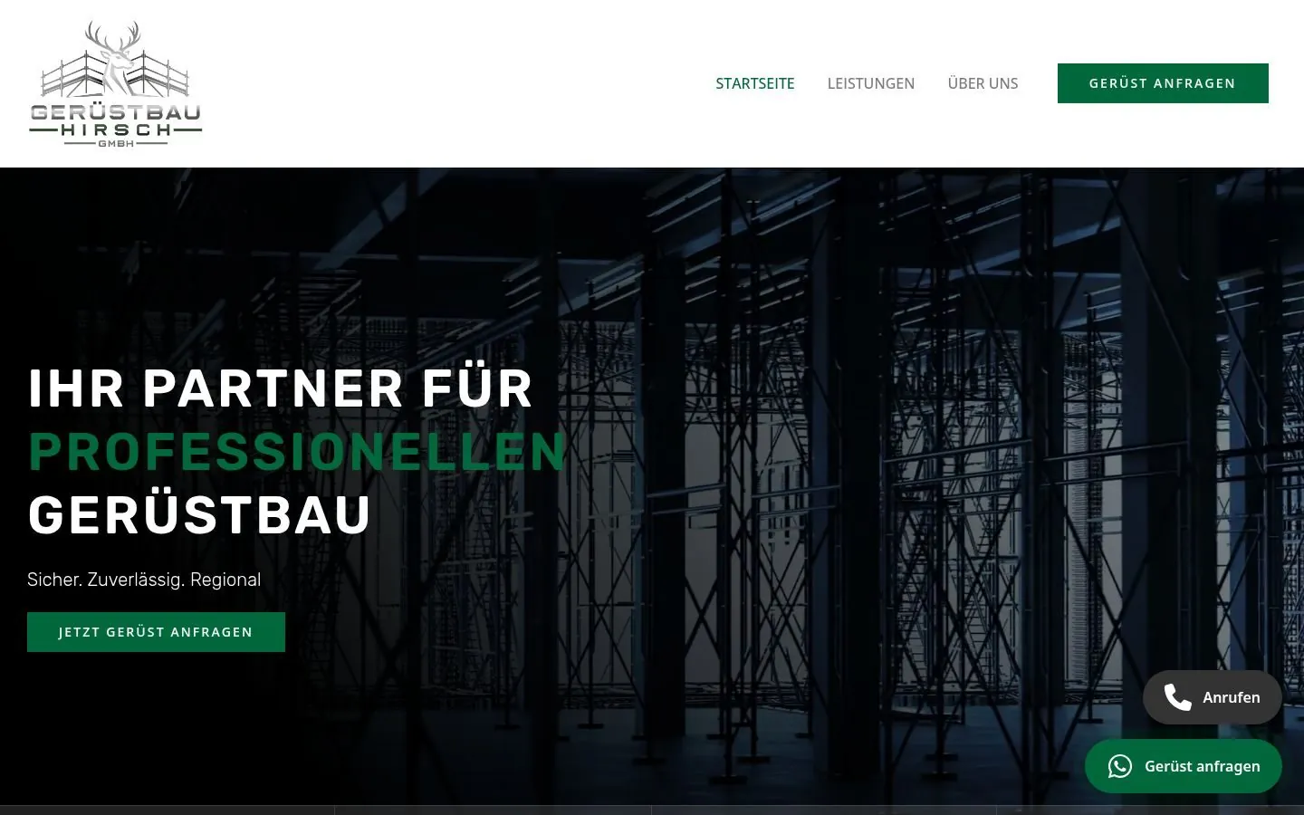 Gerüstbau Hirsch – Website for a scaffolding company
