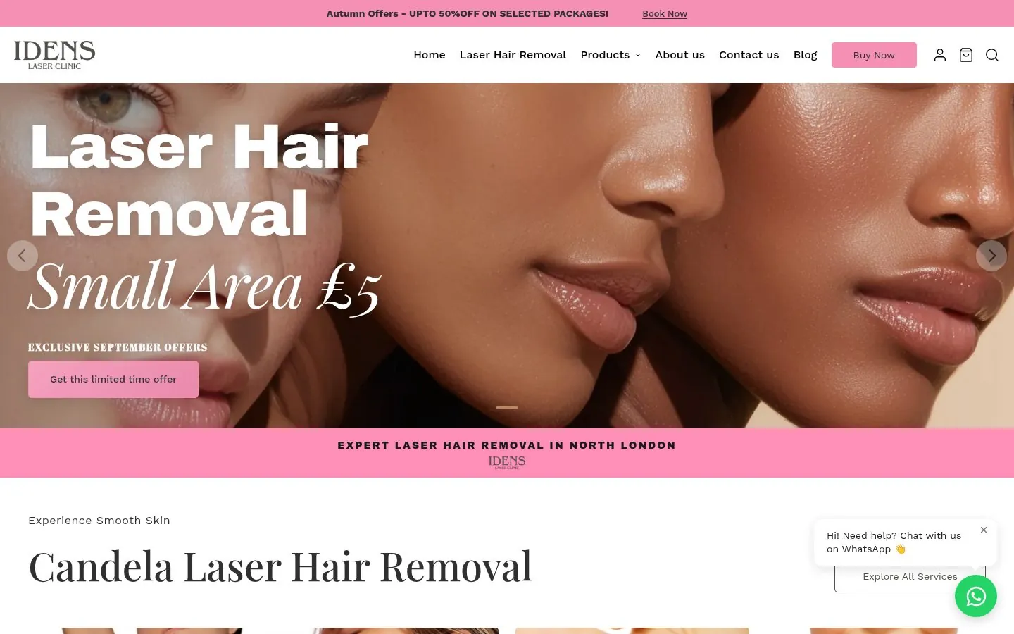 Idens Laser Clinic Shopify website