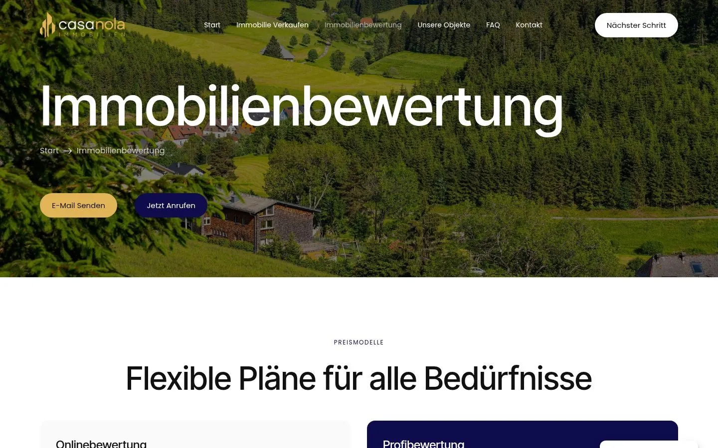 Casanola Immobilien – Real estate website with valuation funnel - project by Metanow - image