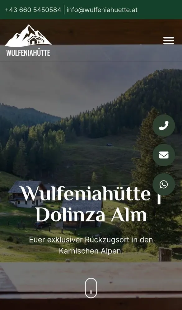 Wulfeniahütte Landing Page project by Metanow – image 2