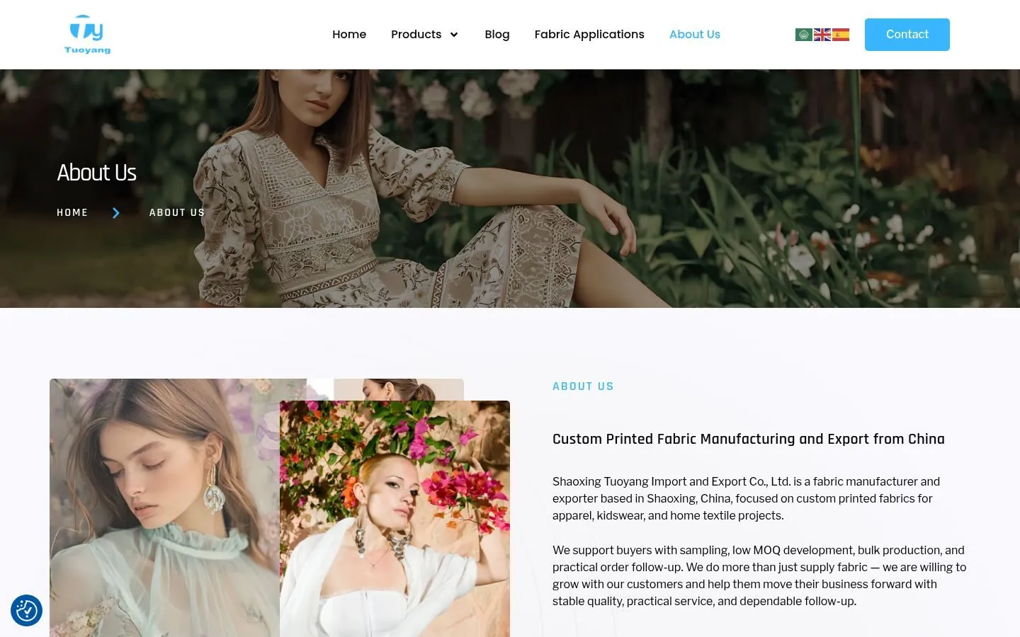 Tuoyang Textile Landing Page project by Metanow – image 3