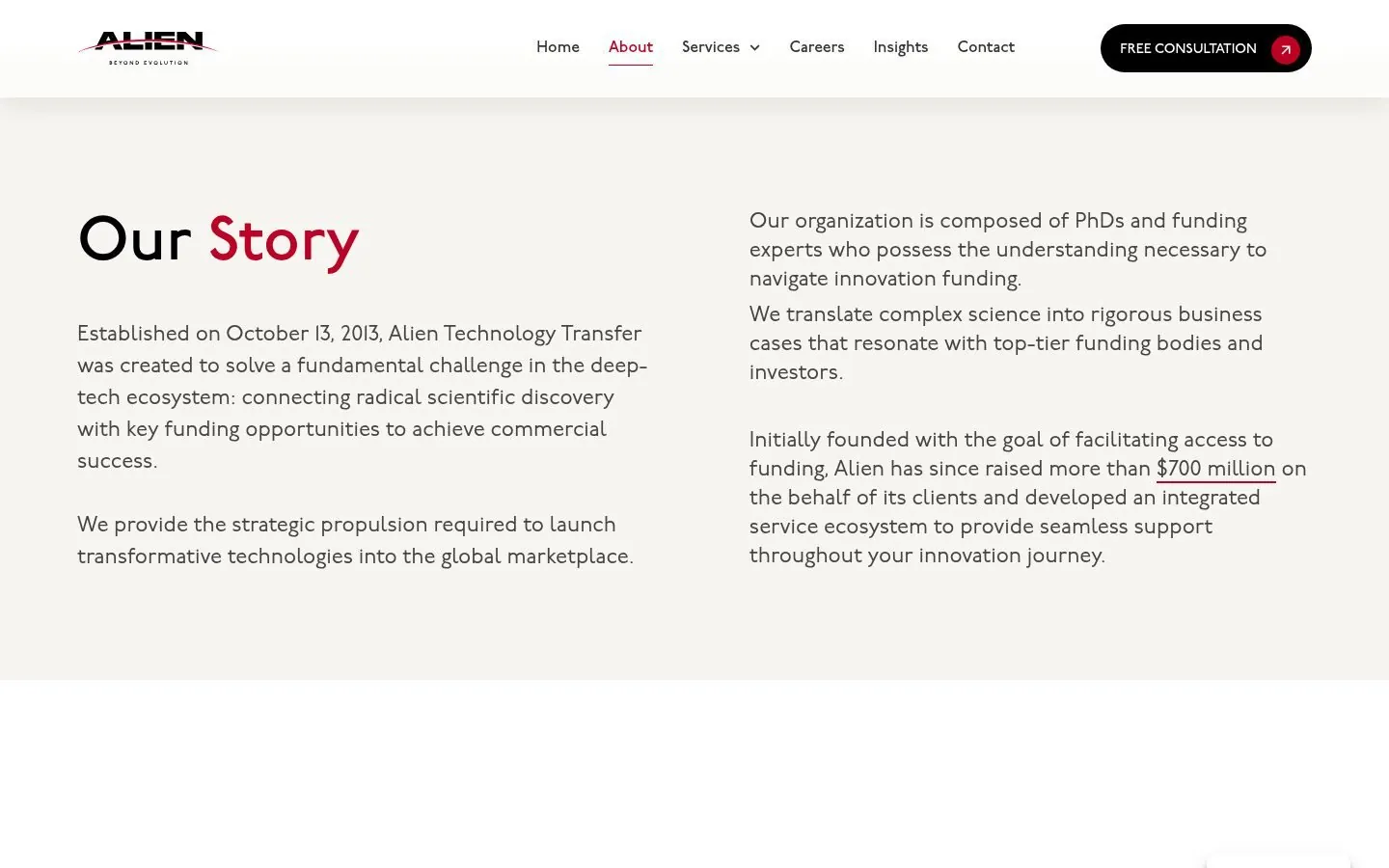 Alien Technology Transfer Web Design project by Metanow – image 2
